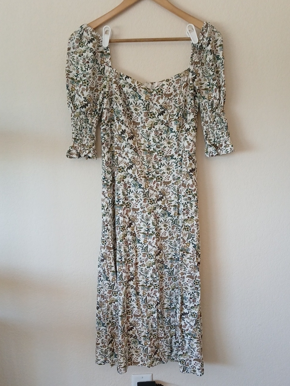 Audrey Park Francesca's Floral Linen Blend Puff Sleeve Dress
